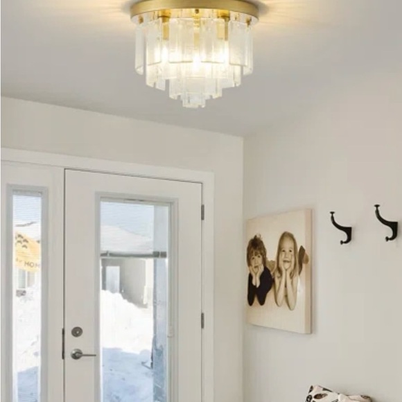 Brand new in box gold 3 light flush mount ceiling light - Picture 5 of 7